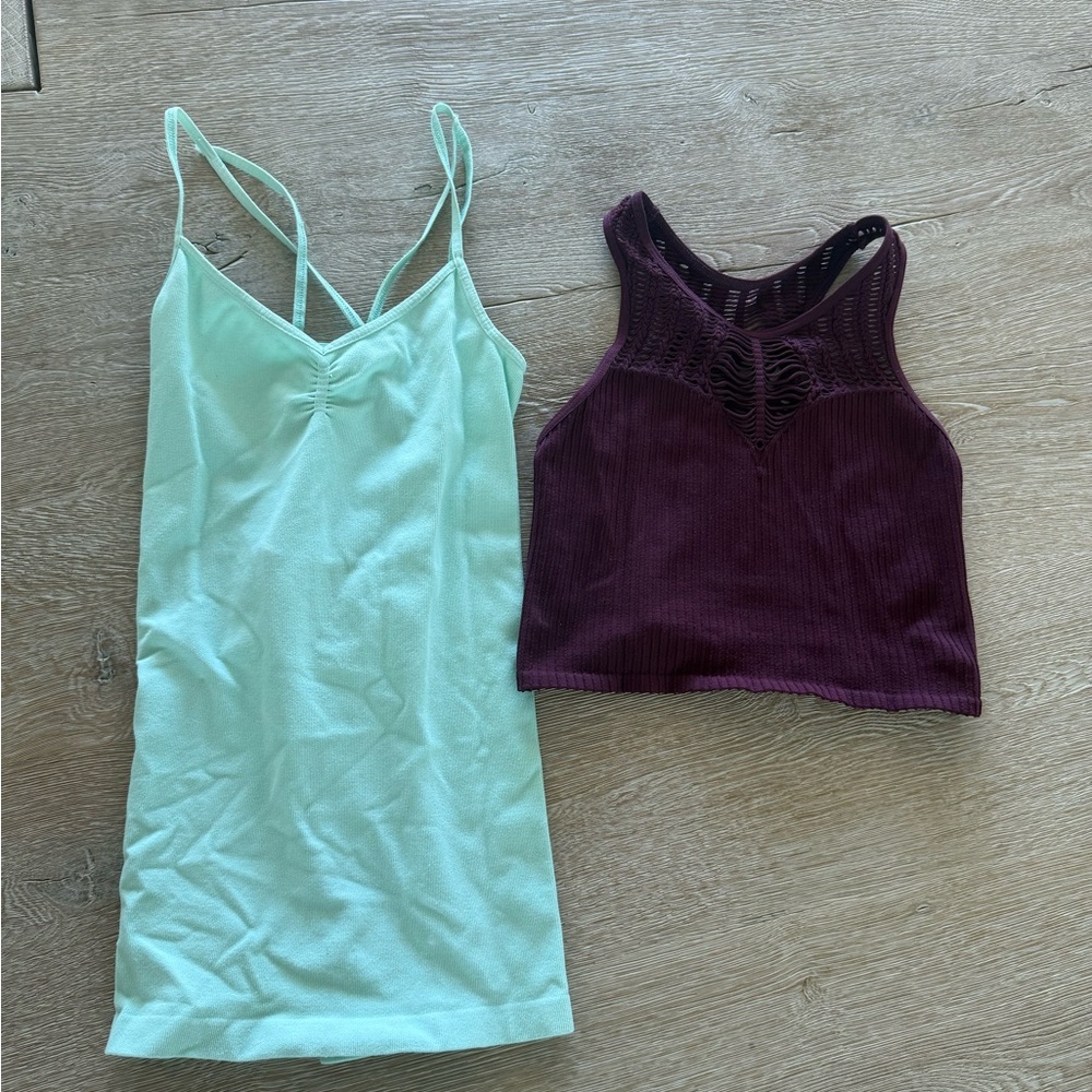 Intimately free people Mint and Plum Women's stretchy workout tank Tops Set